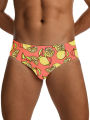 Men's Tropical Fruit Pattern Quick-Drying Triangle Drawstring Swimming Trunks, Men's Swimwear, Summer Beach Swimming Shorts.