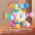 Baby Manhattan Grasping Ball - 3-in-1 Teether, Rattle, and Soft Rubber Grasping Toy for Early Education and Teething Relief.