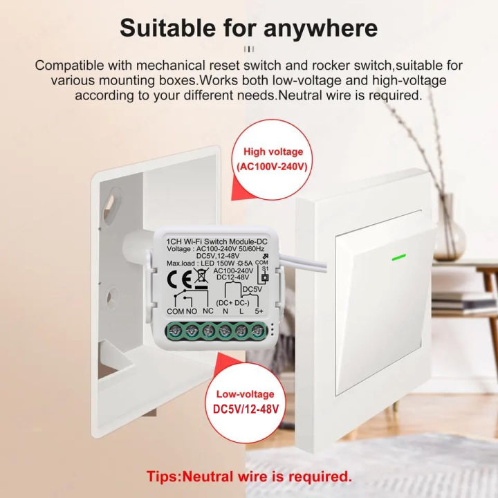 Tuya%20Smart%20Dry%20Contact%20Switch%20Module%20DC5V/12-48V%20AC110-240V%20DIY%20Breaker%20Relay%20Compatible%20with%20Alexa%20%20Home%20-%20Image%202