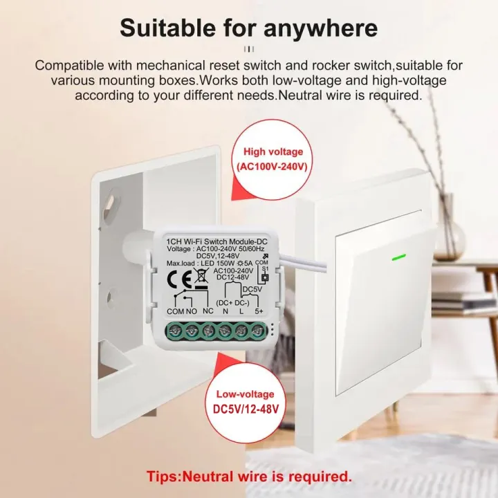 Tuya%20Smart%20Dry%20Contact%20Switch%20Module%20DC5V/12-48V%20AC110-240V%20DIY%20Breaker%20Relay%20Compatible%20with%20Alexa%20%20Home%20-%20Image%202