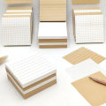 3 Packs Kraft Paper Sticky Note Pad, Memo Note Pad With Grids Lines, Perfect for Memo Notes& Reminders. 