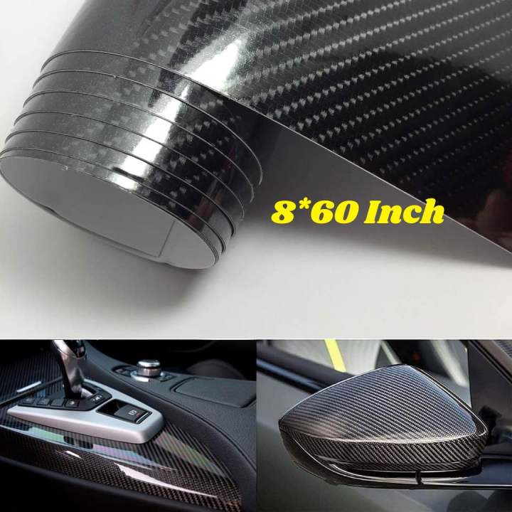 7D Glossy Sticker Carbon Fiber Style PCV Car Interior/Exterior Sticker - 8"/60"