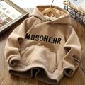 2024 Winter Kids Hoodies Boys Girls Fashion Letter Sweatshirts Teen Thicken Plus Velvet Warm Coats Children Autumn Clothing. 