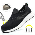 Breathable Safety Shoes Man Steel Toe Anti-Puncture Reinforced Sole Men's Work Shoes Lightweight Slip Resistant Safety Sneaker.