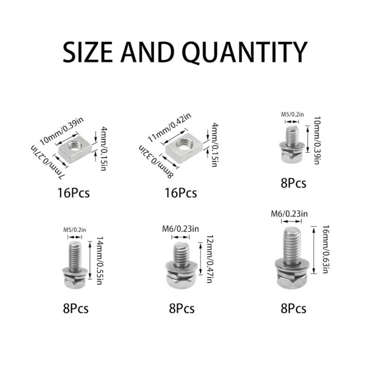 64Pcs/box%20Stainless%20Steel%20Motorcycle%20Battery%20Terminal%20Nut%20Bolt%20Sets%20M5x10/14%20M6x12/16%20Square%20Nut%20Screw%20Kit%20for%20ATV%20Bike%20Scooter%20-%20Image%203