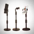 L7 Desktop Mobile Phone Holder Height Adjustable Stand & 360° Rotatable for Live Streaming Shoot YouTube TikTok Video and Multipurpose Round Base Smartphone Mobile Stand- Black. 