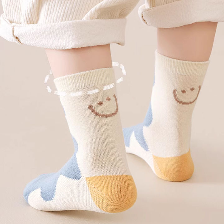 5%20Pairs%20Cotton%20Solid%20Kids%20Boys%20Half%20Socks%20Letter%20Smiling%20Pattern%20%20Comfotable%20Sweat%20Absorbing%20Elastic%20Socks%20for%20Children%20Girls%20-%20Image%206