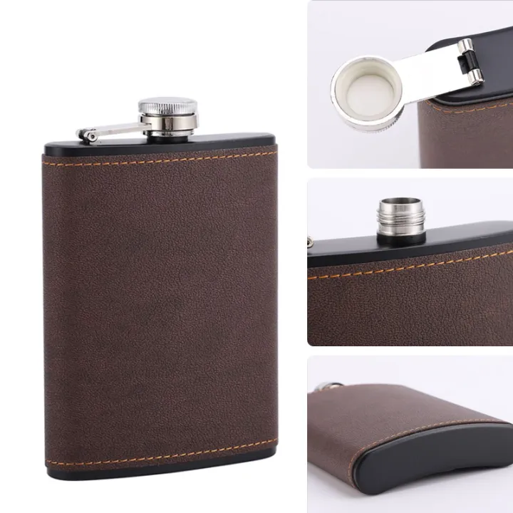 6/8oz%20Portable%20Hip%20Flask%20Brown%20Leather%20Covered%20Stainless%20Steel%20Flask%20for%20Alcohol%20Whiskey%20Flasks%20Man%20%20-%20Image%202