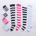 1/2 Pairs Women Over The Knee Socks Cotton Thigh High Socks Black White Blue Colorful Striped Pattern Fashion Casual Daily Wear.