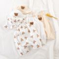 Newborn Baby Summer Thin Bodysuit Girls Sleeveless Suspenders Romper Suit Boys Cute Embroidery Cartoon Pajamas + Hat 2 Piece Set. 