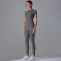 Yoga Set Women's Jumpsuits One-Piece Suit Zipper Short Sleeve Gym Push Up Workout Clothes Fitness Bodysuit Sportswear Tracksuit.