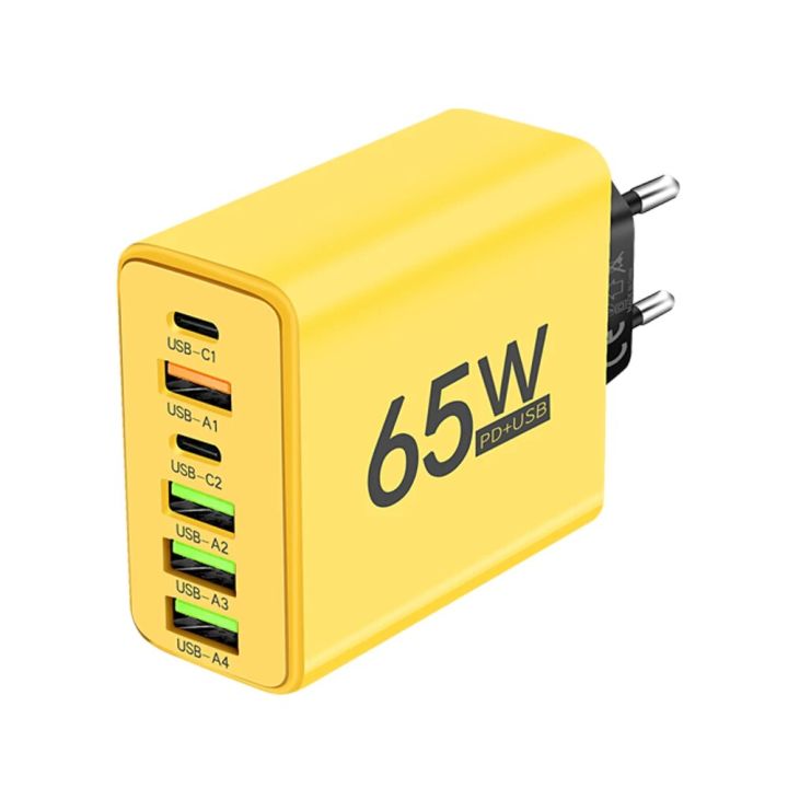 65W USB C Charger 6 Ports Fast Charging Wall Charger for iPhone 15 14 Pro Max   S23  14 Mobile Phone Charger