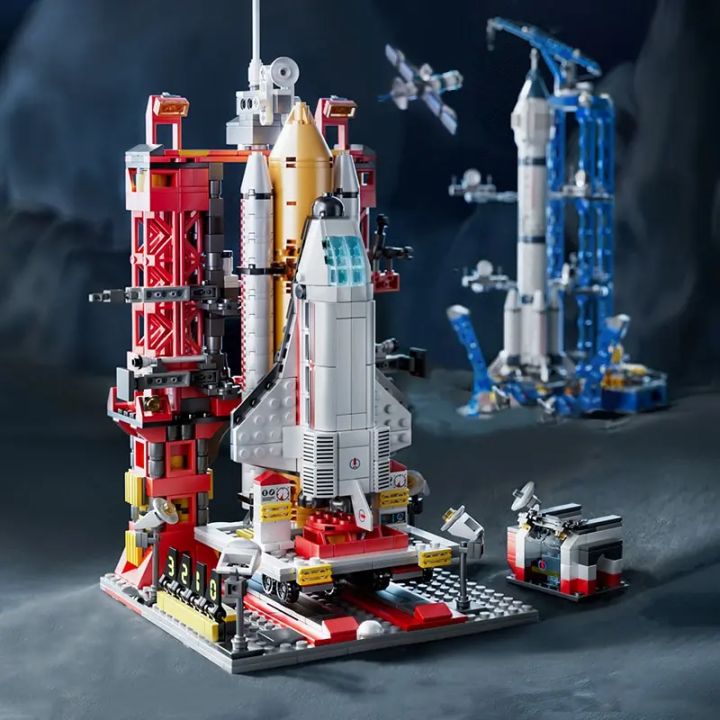Space Shuttle Rocket Launch Center Lunar Lander DIY Model Building Blocks Mini Space Bricks Kids Astronaut Creative Assemble Toy