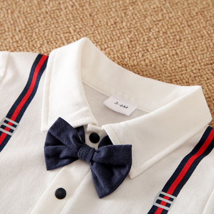 Handsome%20Jumpsuit%20Spring%20and%20Autumn%20Baby%20Boys%20Suits%20Cotton%20Onesie%20Newborn%20Toddler%20Short%20Sleeve%200-18%20months%20Gentleman%20Tie%20Outfit%20-%20Image%203