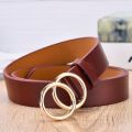 Women's Belt Trend Double Round Buckle Belt Simple And Versatile Youth Belt Pu Leather Belt Paired With Jeans Skirt Women Belt. 