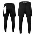 Men's Athletic Quick Dry Dual-Layer Compression Long Trousers Inner Compression Tights & Outer Sport Shorts Gym & Running Gear.