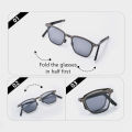 Portable Sunglasses New Ultra Light Stainless Steel Folding Sunglasses Fishing Polarized Retro Square Sunglasses HD Fashionable.