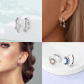 Women's Shiny 925 Sterling Silver Star Moon Sun Gold Original Design Trendy Earrings Fit Wedding Party Exquisite Jewelry . 