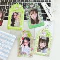 2pcs Cute Cartoon Cat Card Holder Green Tone Ins Style PVC  Idol Photo Storage Pendant. 