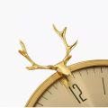 Luxury Mute Brass Clock Wall Clock for Living Room Quiet Wall-watch Home Decor European American Modern Deer Head Clock. 