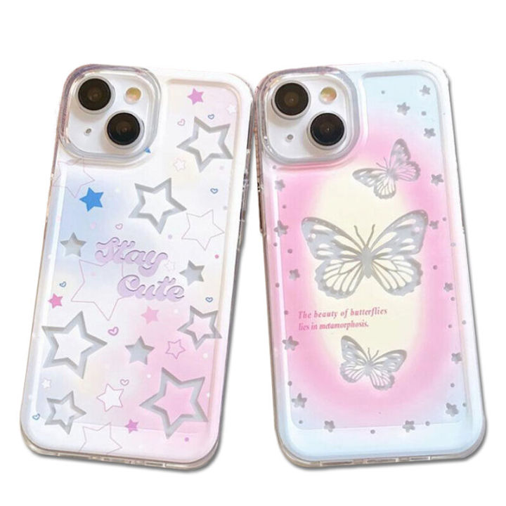 Orig iPhone 11 phone case accessories, big space transparent, soft camera TPU case, simple Starry Sky butterfly iPhone 14 13 Pro Max 12 11 XR Xs 78 plus KS10
