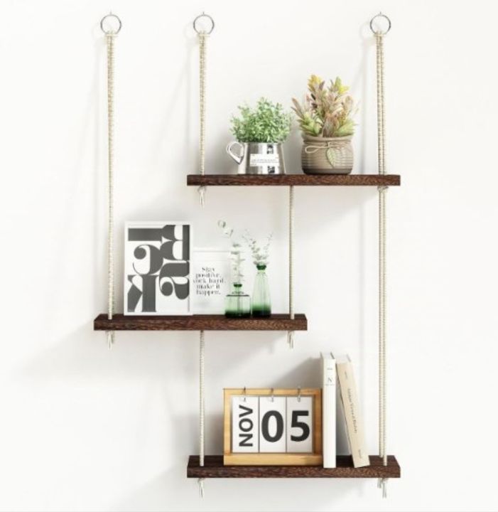 •• [Product Specification] - Package includes 3 paulownia boards, 3 expansion plugs, 3 screw hooks and 1 installation manual. Each shelf: 15.8*5.9 inches. The total height of our shelf is 34.8 inches and can hold up to 30 Ibs of weight when you install it