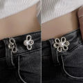 2pairs Waist Metal Flower Adjustable Tighten Invisibility Decoration Couple Buckles Pants Skirts Size Change From Large To Small. 