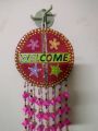 Handicraft Round Welcome Wall Mat - Pink Home Decoration Showpiece. 