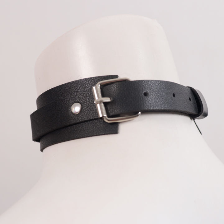 Y2K%20Fashionable%20Women%20PU%20Leather%20Belt%20With%20Metal%20Buckle%20Collar%20Trendy%20Clavicle%20%20with%20Adjustable%20Suitable%20For%20Club%20Party%20-%20Image%204