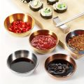 Set of 6 Stainless Steel Small Sauce Dishes Seasoning Serving Tray Spice Plates Set Soy Sauce Dish Specialty Tableware. 