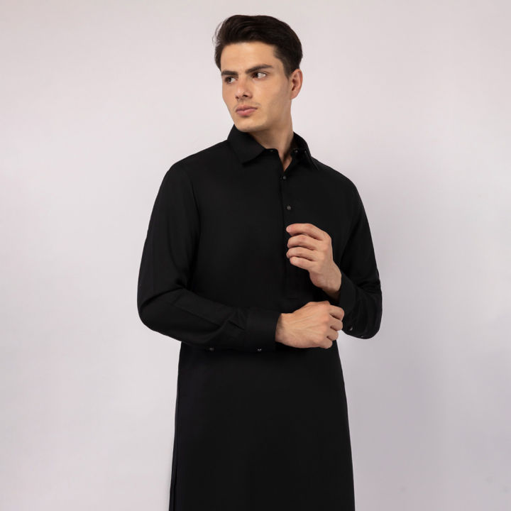 Junaid Jamshed Sticthed BLACK CASUAL MENS KAMEEZ SHALWAR For Men And Boys -Collection:2026- Designcode: JJKS-A-33804/S26/JJ10417-CL