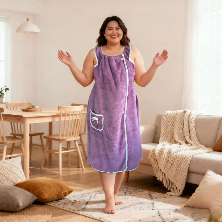1pc,%20coral%20velvet%20women's%20bath%20skirt,%20wearable%20bath%20towel%20wrap%20women's%20absorbent%20Beach%20Spa%20gym%20bathrobe,%20slip%20skirt%20bath%20-%20Image%207