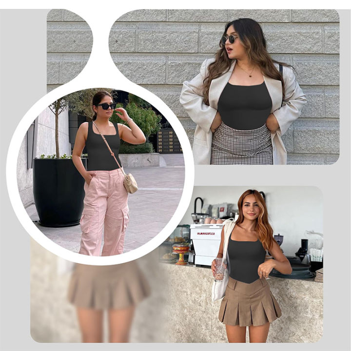 1/2%20PCS%20Shapewear%20Tummy%20Control%20Tank%20Top%20Compression%20Tanks%20for%20Women%20Square%20Neck%20Seam-free%20Body%20Shaper%20Camisole%20Cami%20Tops%20-%20Image%205