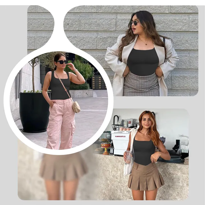 1/2%20PCS%20Shapewear%20Tummy%20Control%20Tank%20Top%20Compression%20Tanks%20for%20Women%20Square%20Neck%20Seam-free%20Body%20Shaper%20Camisole%20Cami%20Tops%20-%20Image%205