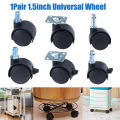 1Pair 1.5inch Universal Wheel Swivel Caster Roller Wheel Furniture Office Chair Caster With Brake. 