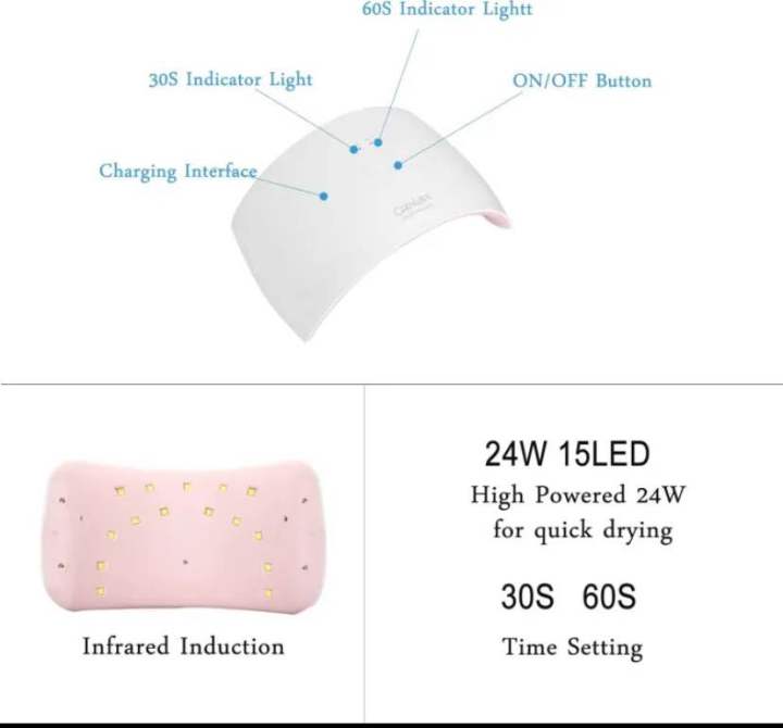 Ceenwes Nail Dryer 24W Professional LED Nail Curing Lamp With 30S/60S Timer Setting Portable Nail Polish Dryer with Automatic Sensor