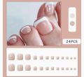 24 Press on Toenails Fake Toe Nails,Short Toe Nail Press ons,Glossy Toe Nails Press on Designs,Artificial Toenail Press on nails White French Tip Toe Nails for Women 24Pcs. 