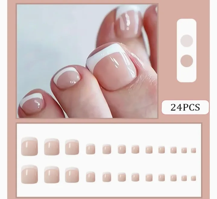 24%20Press%20on%20Toenails%20Fake%20Toe%20Nails,Short%20Toe%20Nail%20Press%20ons,Glossy%20Toe%20Nails%20Press%20on%20Designs,Artificial%20Toenail%20Press%20on%20nails%20White%20French%20Tip%20Toe%20Nails%20for%20Women%2024Pcs%20-%20Image%205