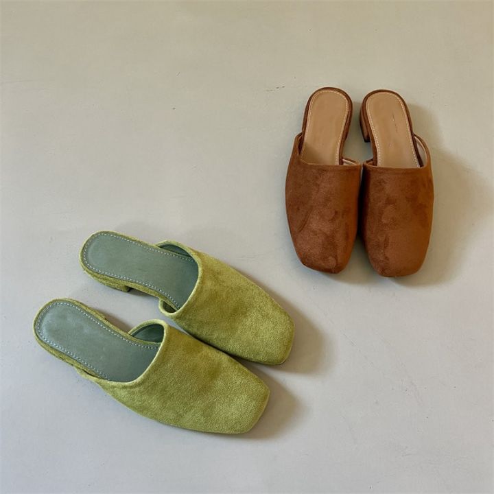 Baotou%20Half%20Slippers%20for%20Women%20Wearing%20Summer%20New%20Korean%20Version%20Square%20Headed%20One%20Step%20Lazy%20Muller%20Slippers%20for%20Women%20-%20Image%203