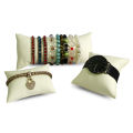 Beige White PU Leather Pillow Stand Hand Ornament Display Mat Watch Bracelet Bangle Holder Jewelry Pillow. 
