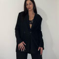 HXAO Blazer Women Double Breasted Pocket Women's Jacket 2025 Long Sleeve Casual Blazers Woman Chic Office Wear Ladies Coat. 
