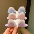 2Pcs/Set New Cute Solid Rabbit Ears Clips for Baby Girls Handmade Kawaii Barrettes Headwear Kids Hair Accessories. 