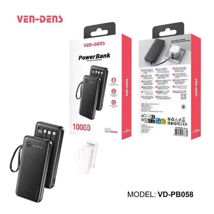 ven dens orginal power bank with 4 cable fixed 10000 mh