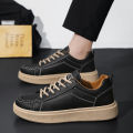 Leather Trend Men Casual Shoes Platform Soft Sneakers Outdoor Breathable Sport Shoes Lightweight Skid Running Shoes Tennis Shoes. 