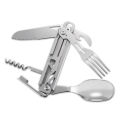 Multifunctional tableware Portable Stainless Steel Rope Knife Card Outdoor Survival Camping Accessories Tool With Saw All In One. 