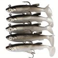 5pcs/Lot Jig Hook Silicone Soft Bait Set Swimbait 8cm 12.5g Fishing Wobblers Artificial Baits for Pike Bass Lure Tackle.