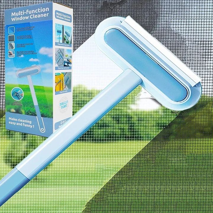 4 in 1 Window Screen Cleaner Brush with Handle, Magic Window Cleaning Brush, Also Suitable for Window Washer Squeegee Kit, Window Cleaner Squeegee, Window Track Or Seal Cleaning Tools
