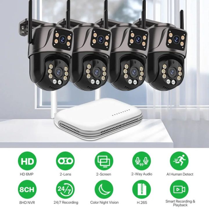 Dual Lens WiFi Security Camera with Night Vision, Motion Detection, 360 ...