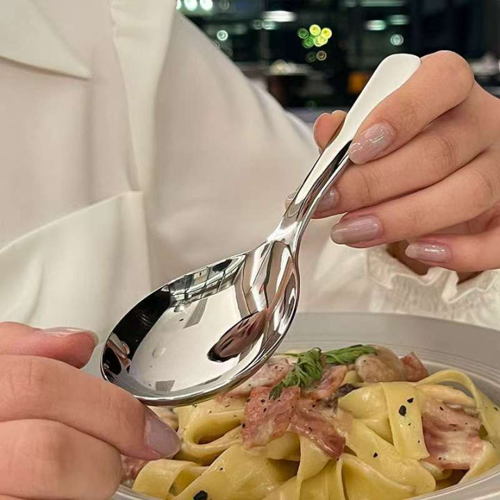 Superior Red Golden Dinner Spoon; Long-handled, Stainless Steel utensil; Essential for Stirring and Serving Desserts