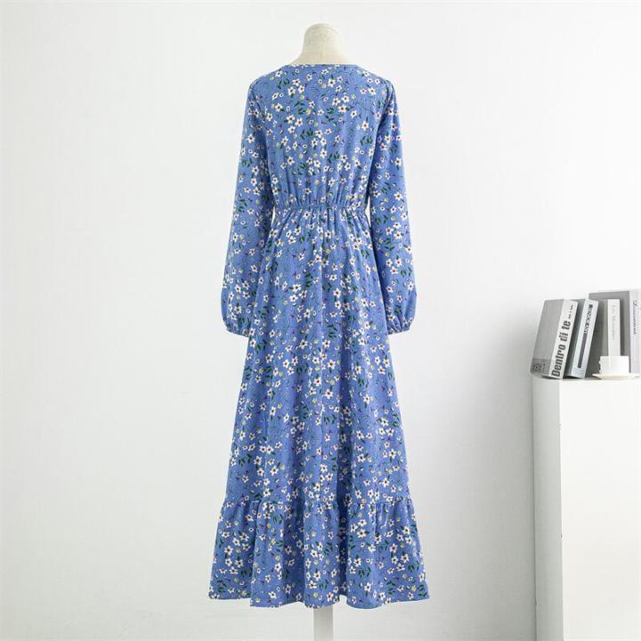 Spring%20Autumn%20Women%20Chiffon%20Dresses%20Casual%20Floral%20Printed%20Bark%20Crinkling%20Long%20Dresses%20O-neck%20Long%20Sleeve%20Loose%20Muslim%20Maxi%20Dress%20-%20Image%204